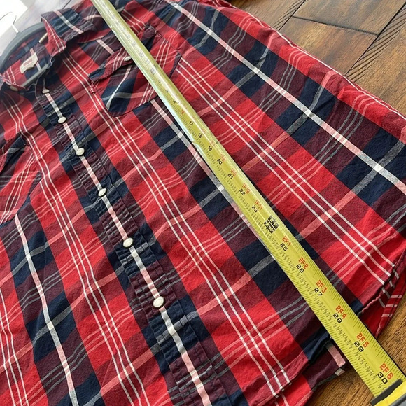 Levi's Men’s Pearl Snap Check Plaid Cotton Lightweight Western Shirt Red Size L - Picture 12 of 12